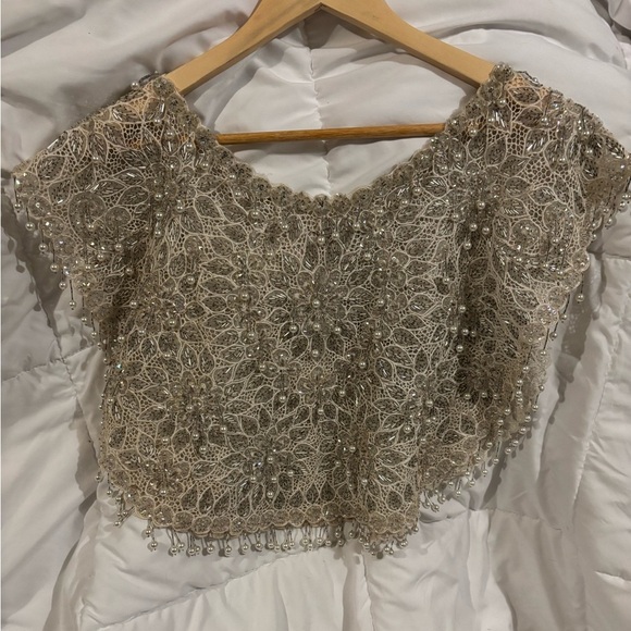 Tops - Vintage lace, hand beaded & pearl cocktail blouse no tags